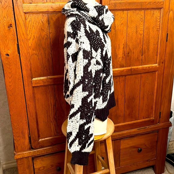 ELAN Houndstooth SWEATER Chunky Cowl Neck Balloon Slouch Sleeves Size MEDIUM - Picture 3 of 9